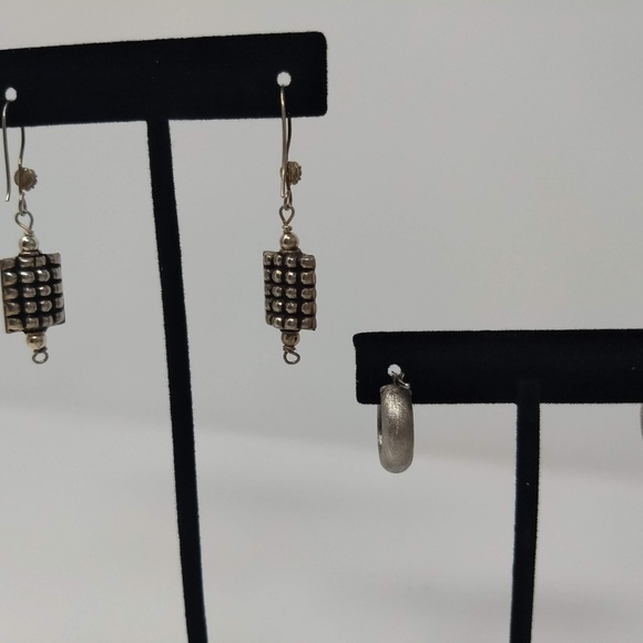 STERLING SILVER DROP AND HOOP EARRINGS - Picture 5 of 6